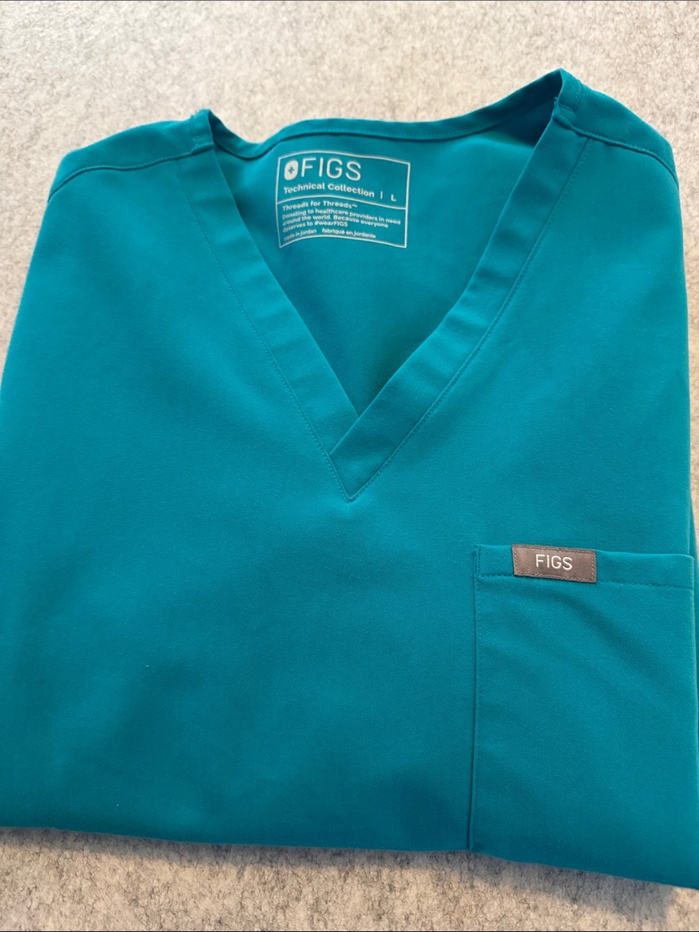 Figs Teal V-Neck Medical Scrub Top